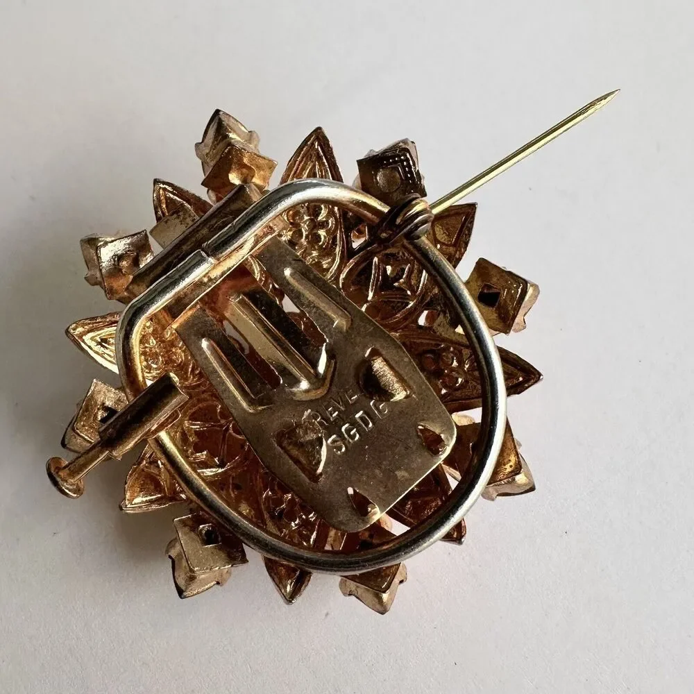 Vintage 1950s Christian Dior Gilt Austrian Rhinestone Dual Brooch and Clip - Picture 10 of 10